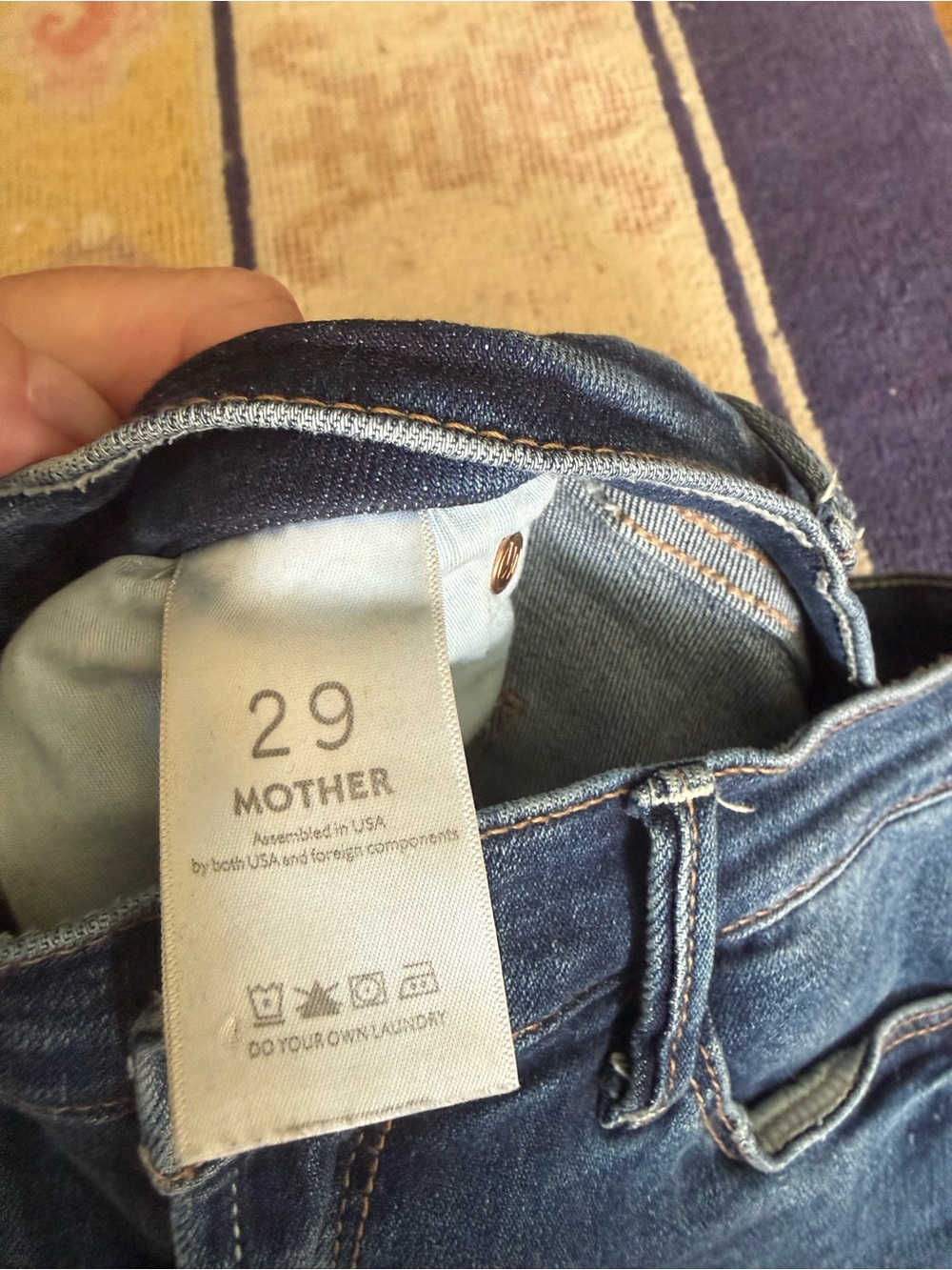 MOTHER Snap Down Mini Flare in High Spirits Color. Embroidery on back “See Ya!” - Picture 6 of 9